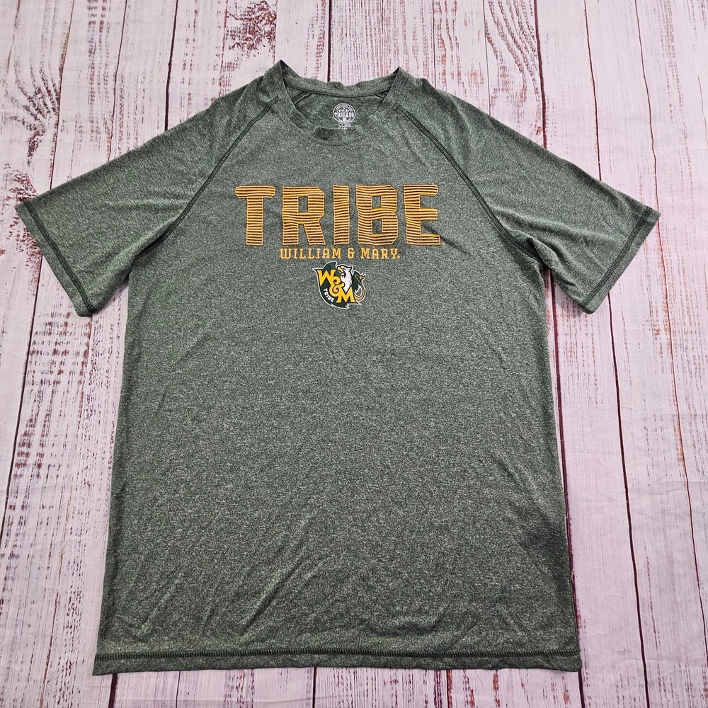 William & Mary Tribe Green Short Sleeve Polyester Performance T-Shirt Men's L